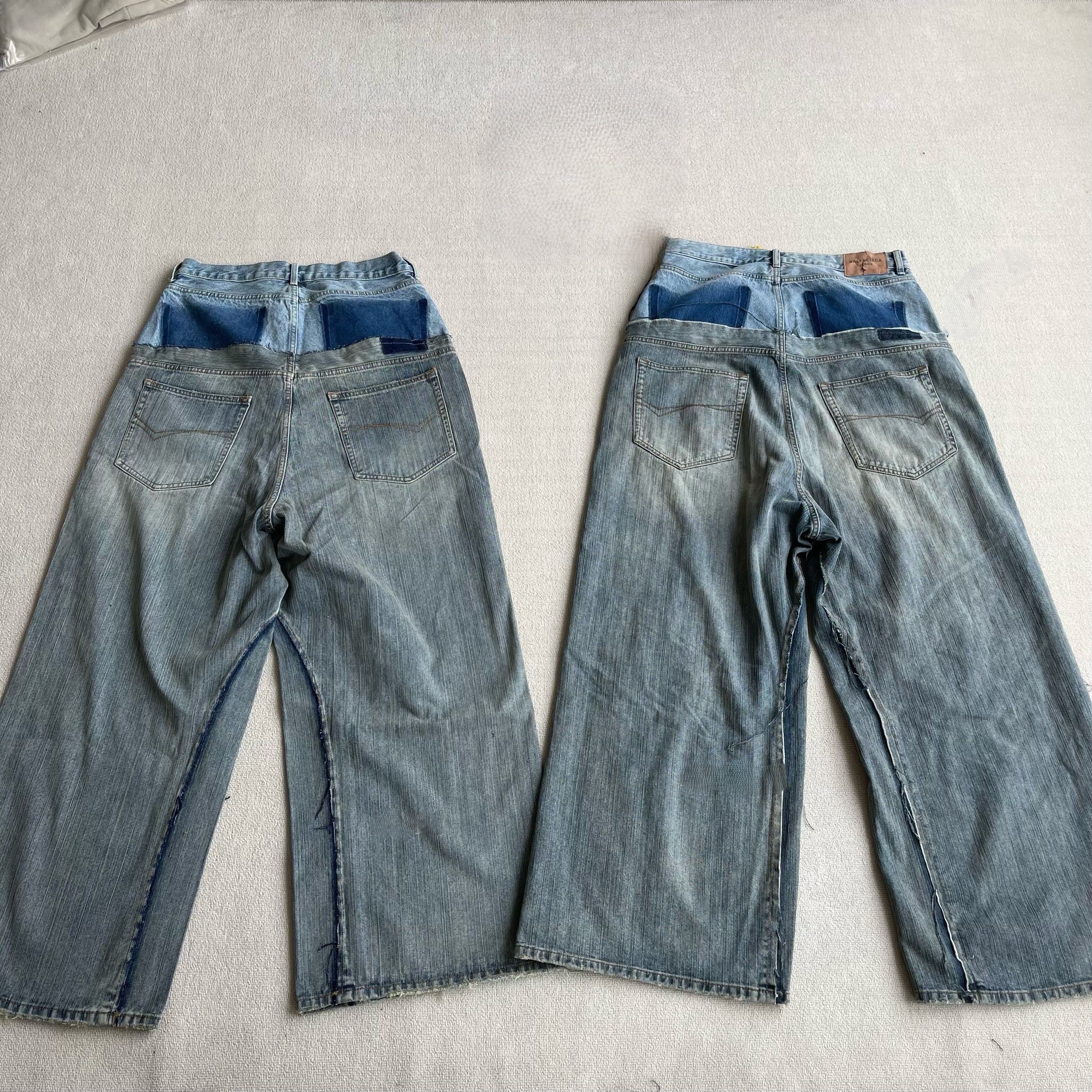 Balenciaga 'Cut-Up' Double Waist Wide Leg Denim Light Blue vista 2