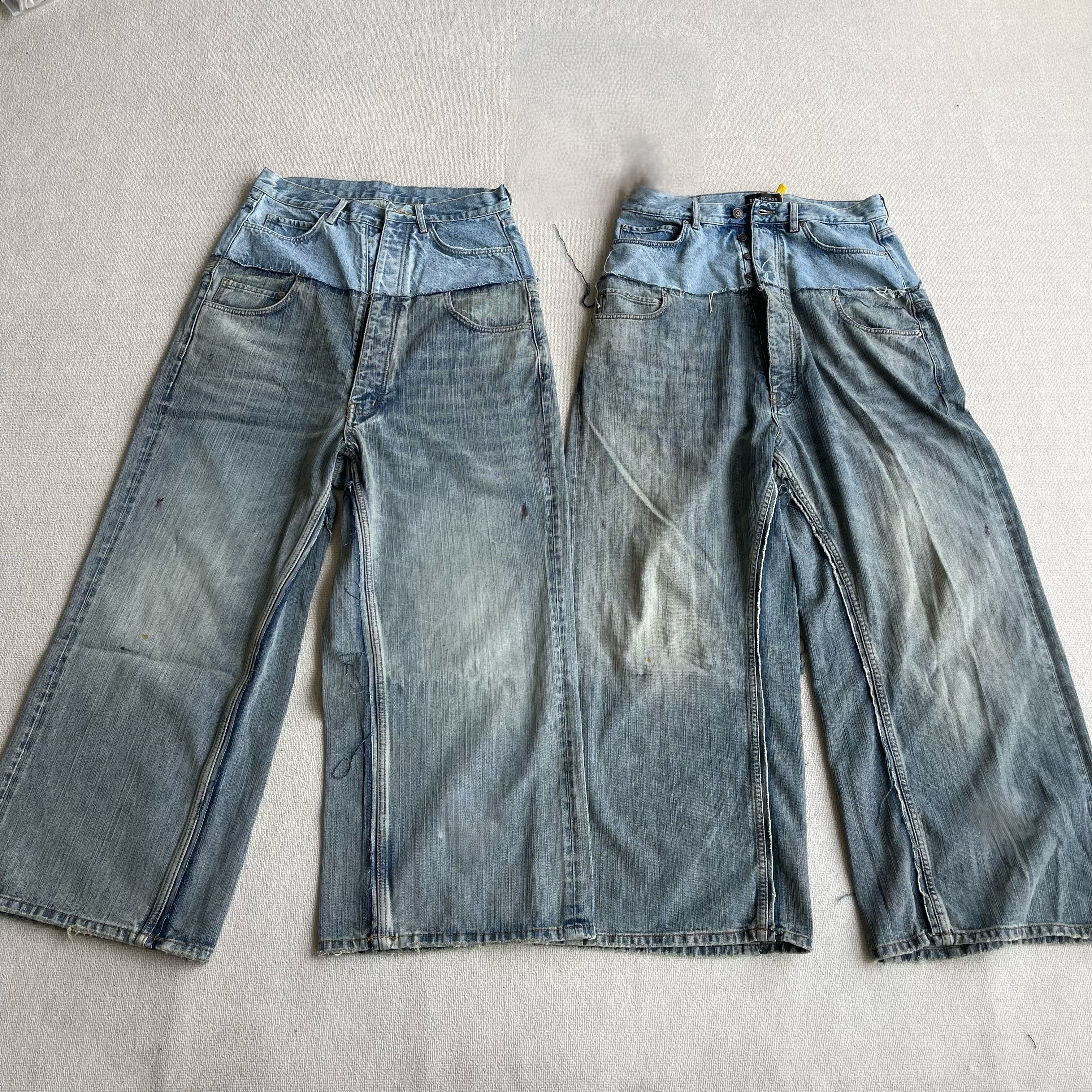 Balenciaga 'Cut-Up' Double Waist Wide Leg Denim Light Blue vista 3