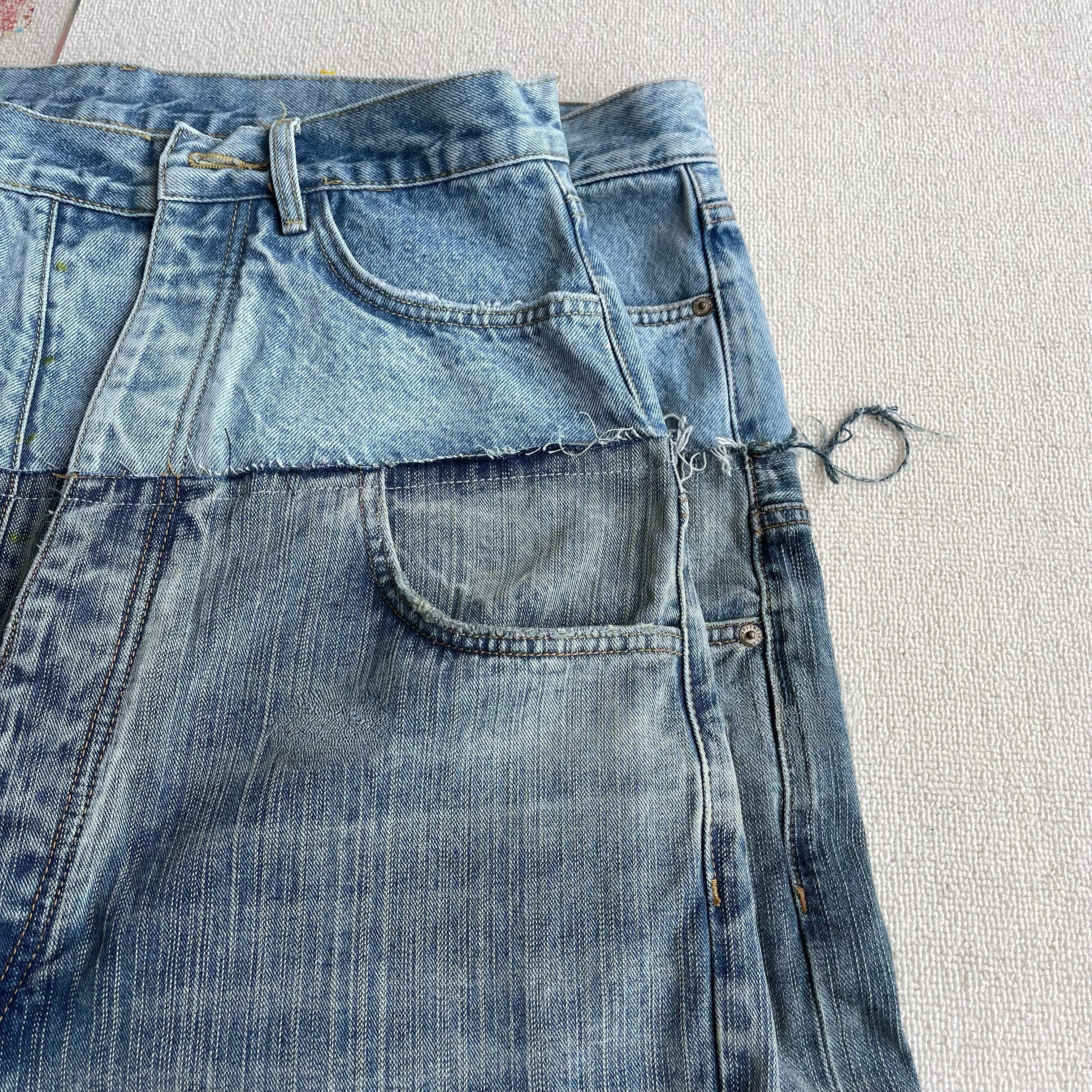 Balenciaga 'Cut-Up' Double Waist Wide Leg Denim Light Blue vista 5