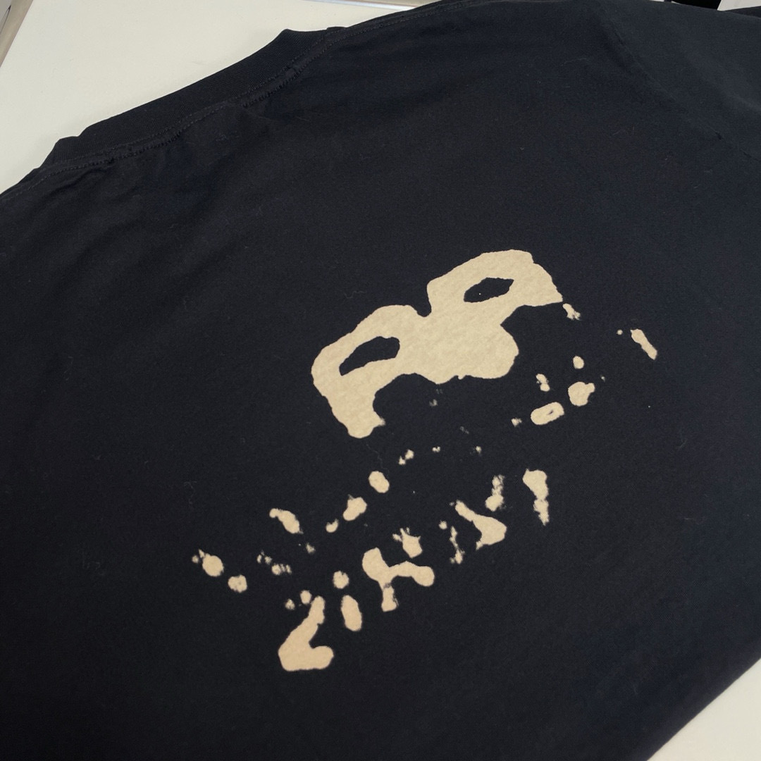 Balenciaga Men's Hand Drawn BB Icon Medium Fit Vintage T-Shirt Black/Beige vista 5