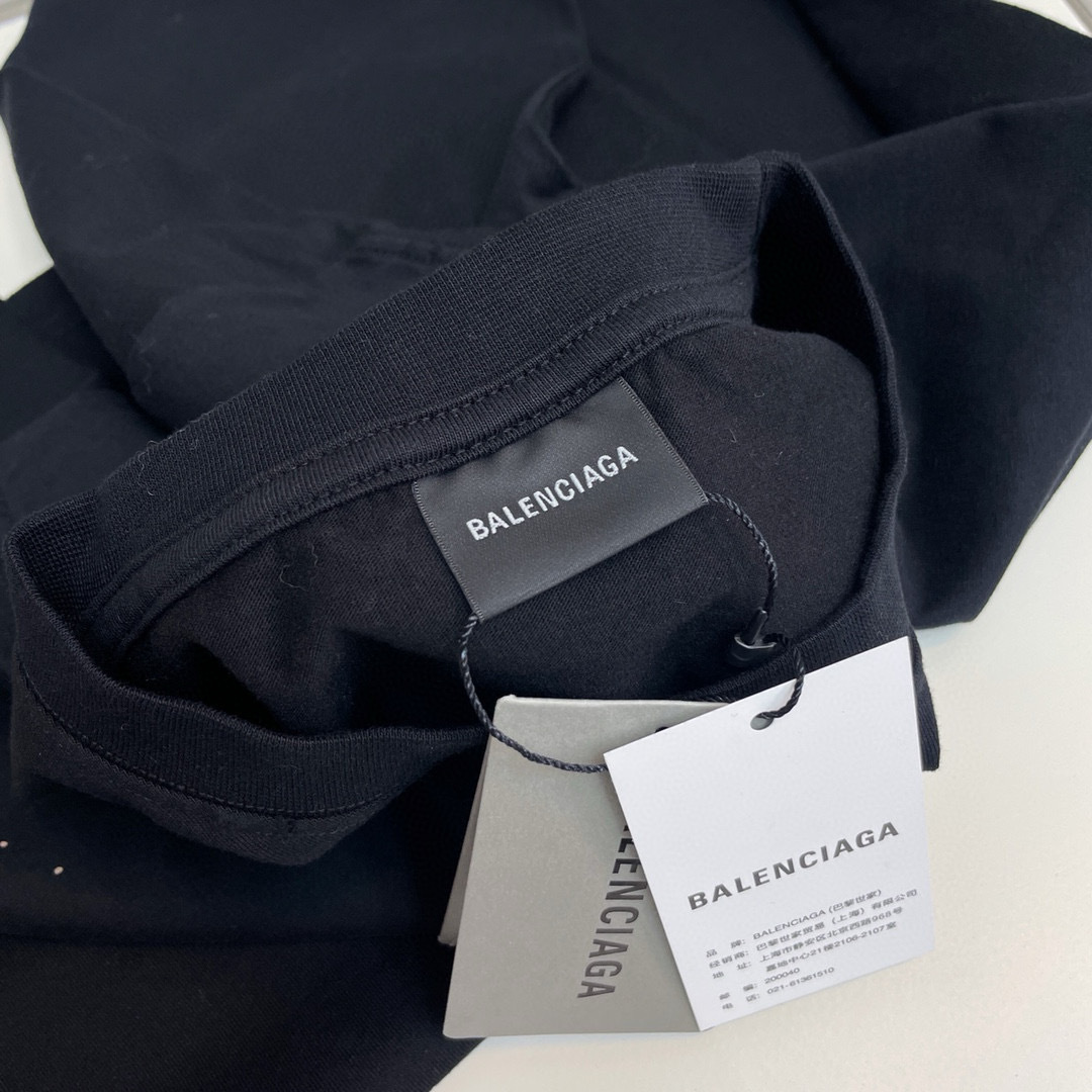 Balenciaga Men's Hand Drawn BB Icon Medium Fit Vintage T-Shirt Black/Beige vista 6