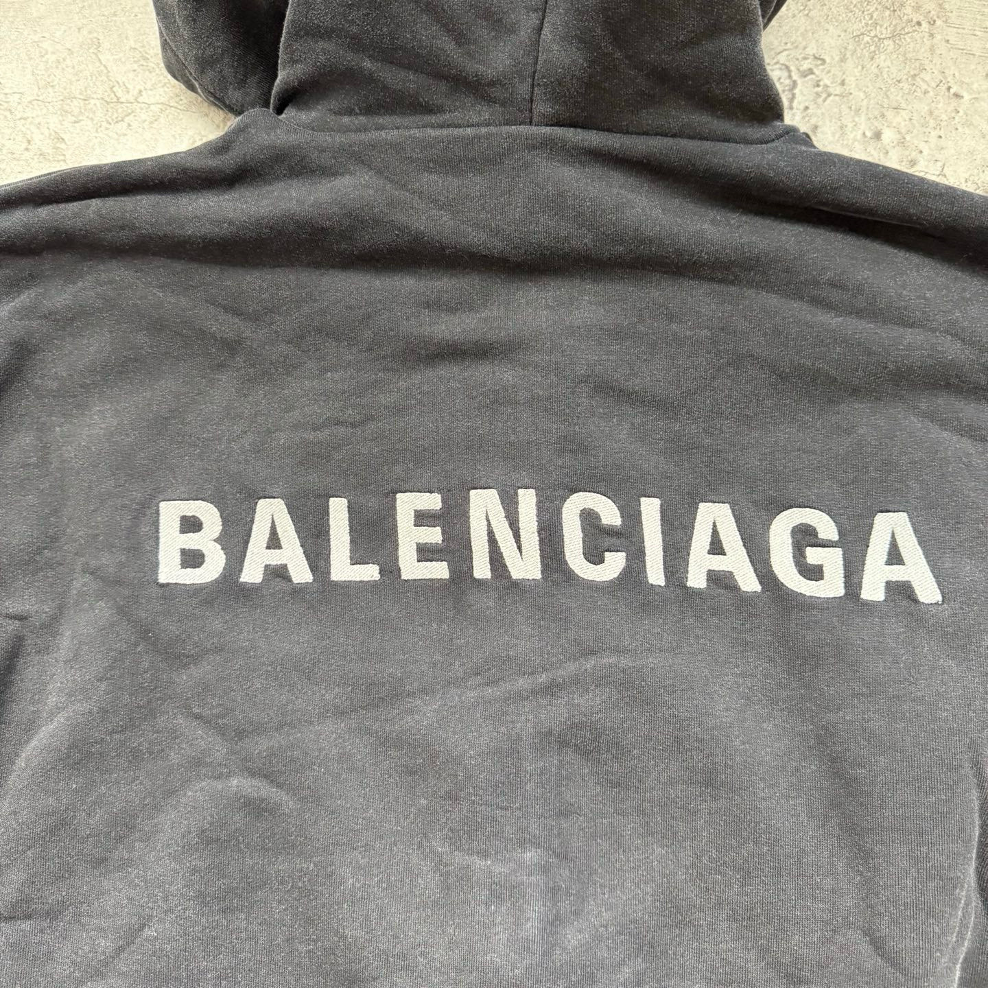 Balenciaga Layered Zipper Hoodie Faded Washed Black vista 5