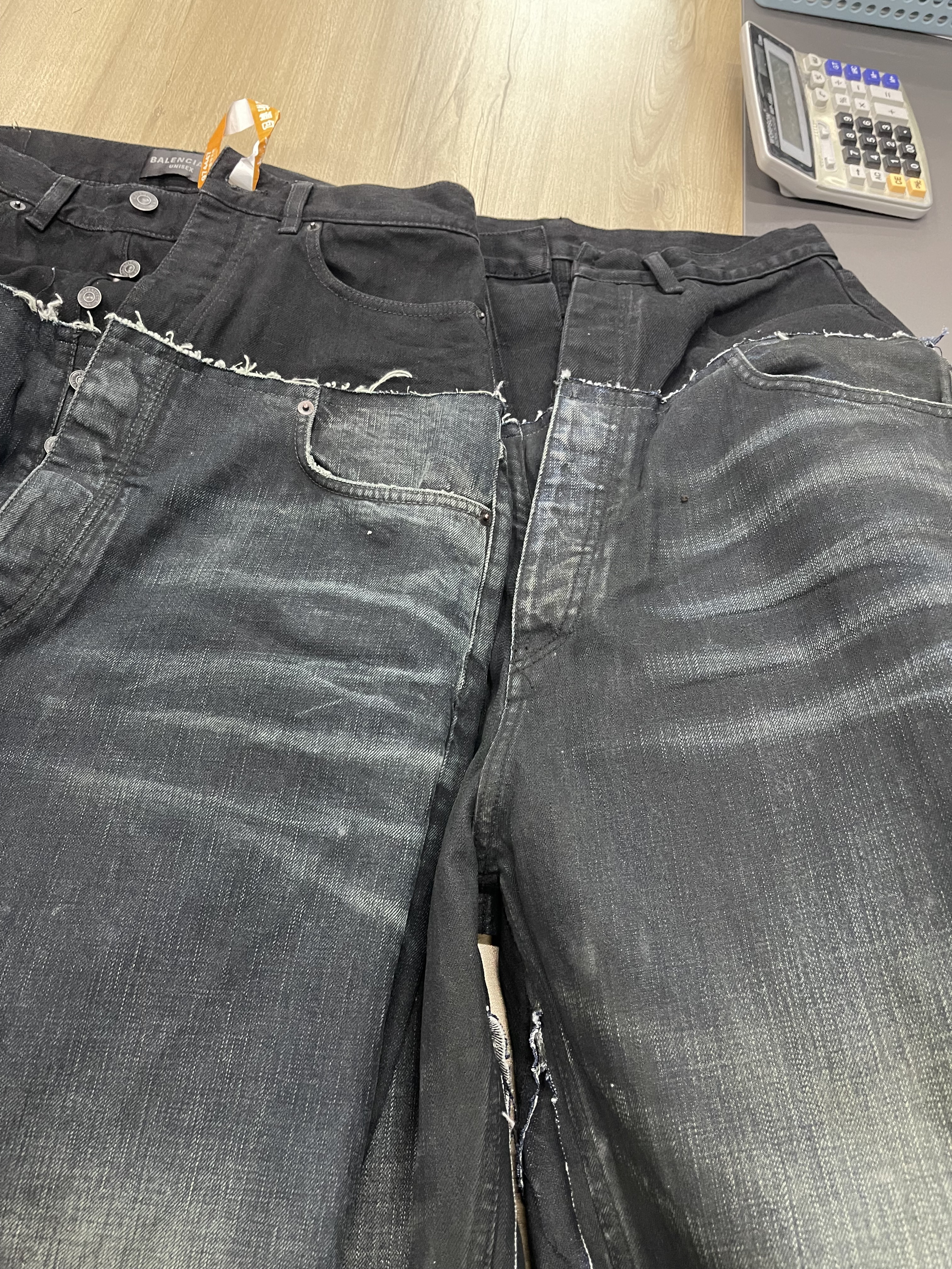 Balenciaga 'Cut-Up' Double Waist Wide Leg Denim Dark Blue vista 2
