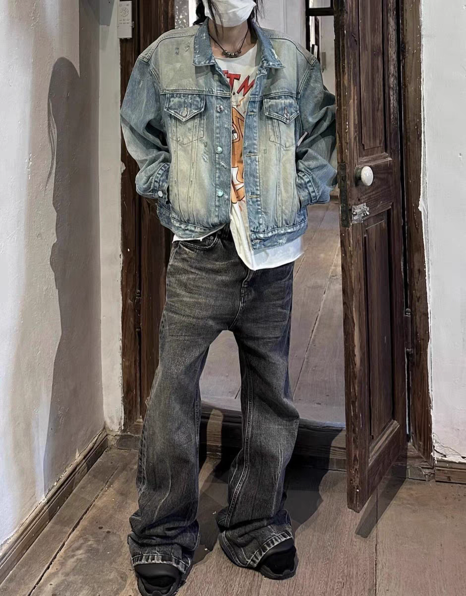 Balenciaga Grey Lost Tape Flared Jeans vista 6