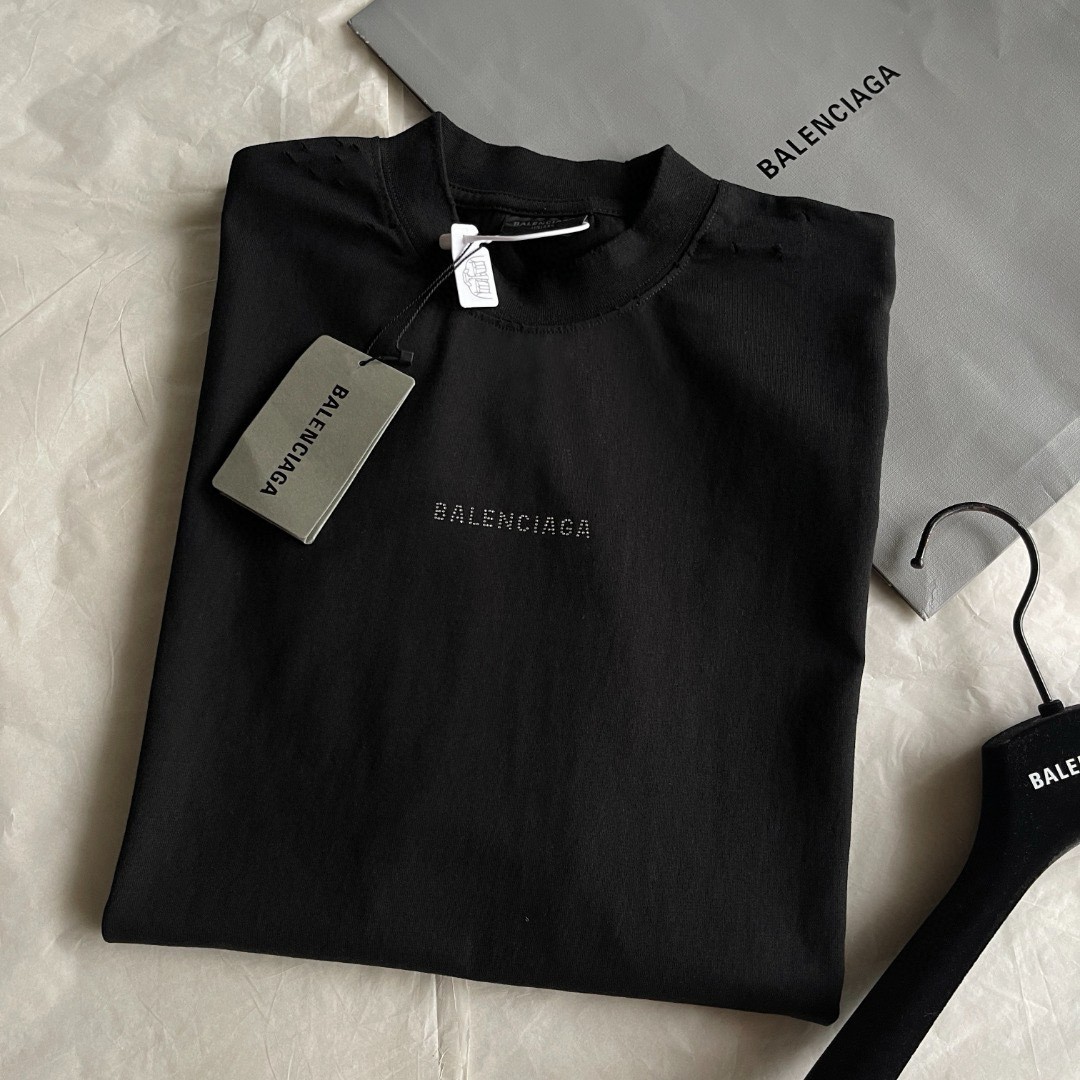 Balenciaga Crystal Logo T-shirt Black vista 6