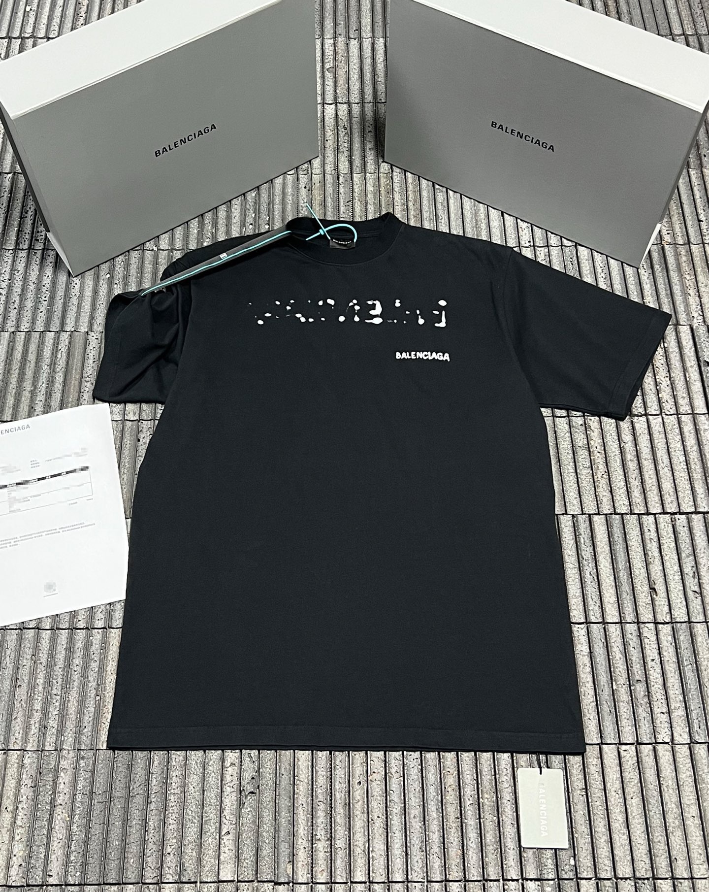 Balenciaga Slowear Oversized Hand Drawn T-shirt Black White vista 2