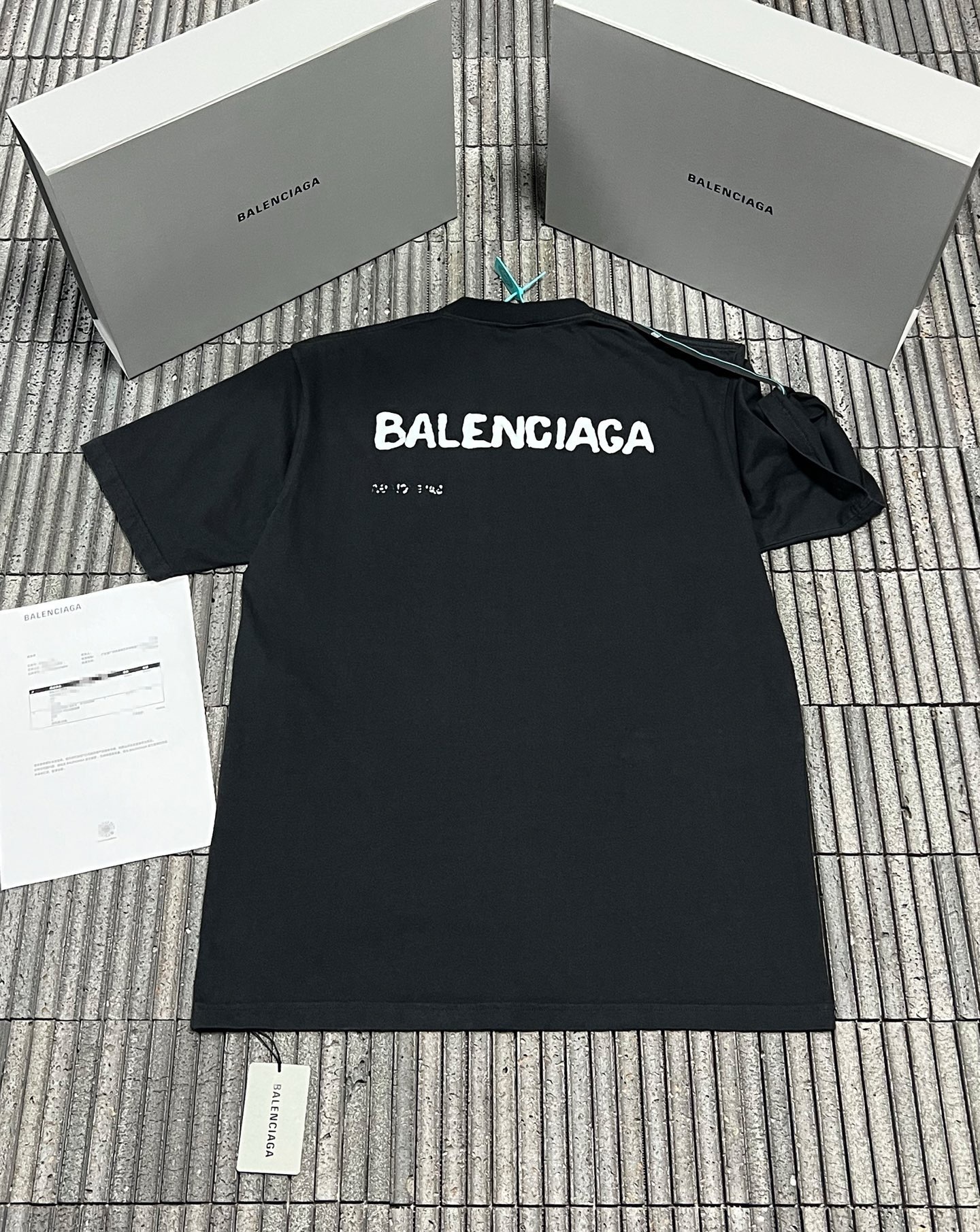 Balenciaga Slowear Oversized Hand Drawn T-shirt Black White vista 3