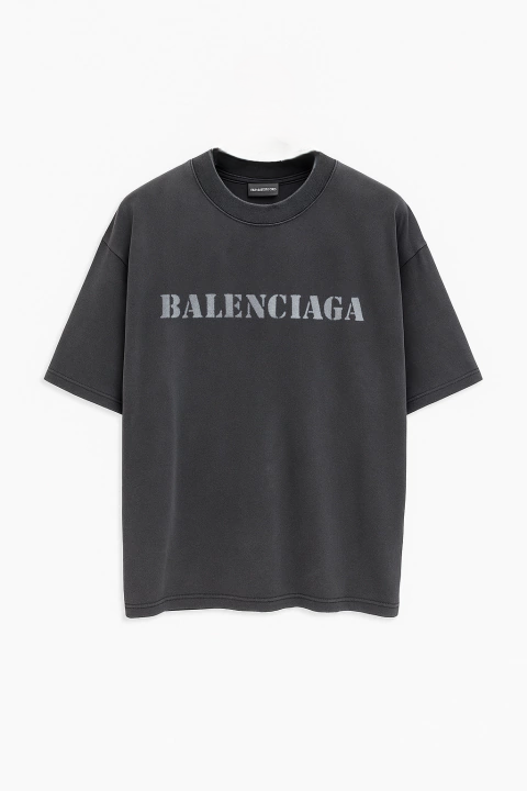 Balenciaga Stencil-Type Logo Medium Fit T-Shirt Black