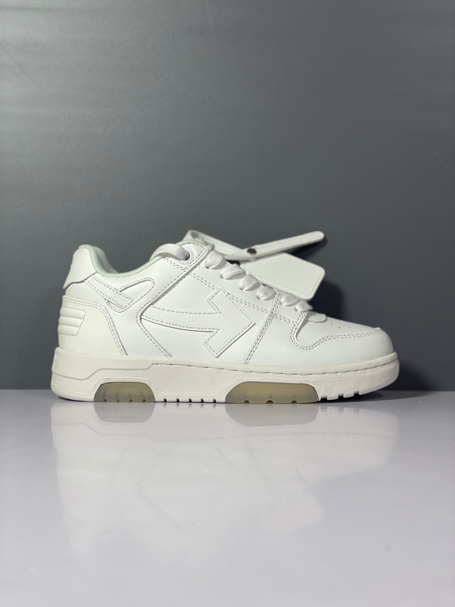 Off-White Out Of Office Calf Leather Triple White (Women's) vista 2