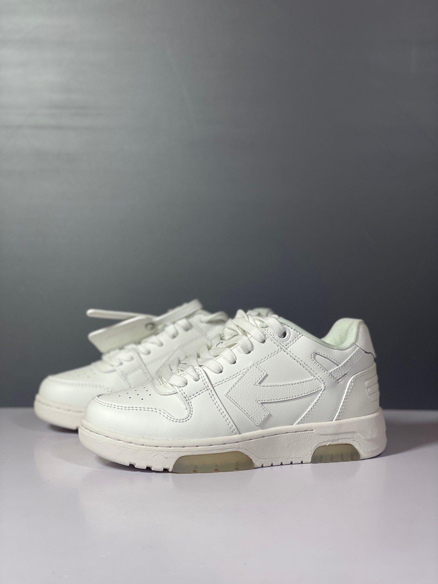 Off-White Out Of Office Calf Leather Triple White (Women's) vista 9
